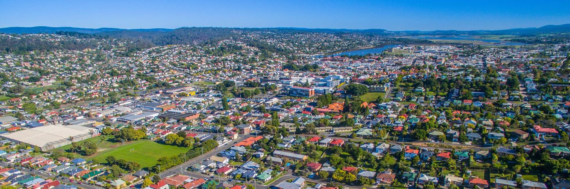 Aerial Launceston to Tamar