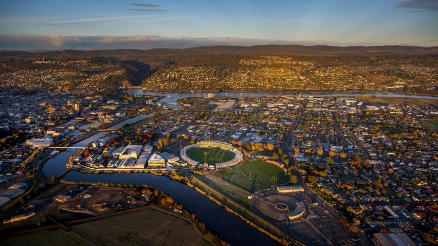 Aerial image of the city of launceston