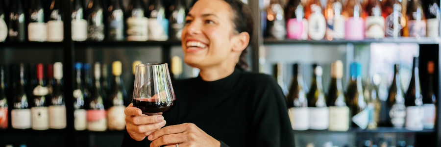 Glass of wine in a bar